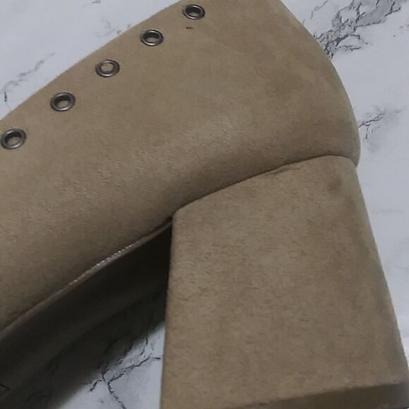 Simply styled nude faux  suede block heels - Picture 8 of 9